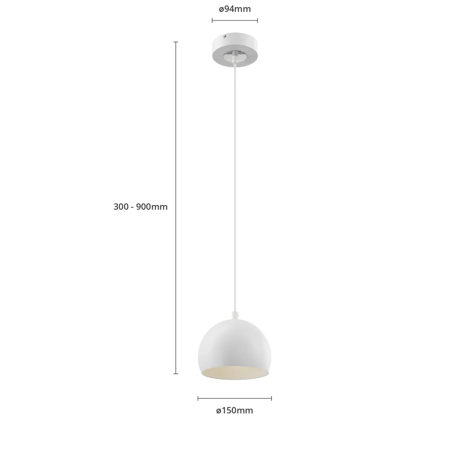 Lámpara colgante Sool, blanca, Ø 15 cm, 1 luz, metal, E27