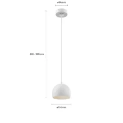 Lámpara colgante Sool, blanca, Ø 15 cm, 1 luz, metal, E27
