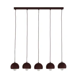 Lámpara colgante Sool, rojo oscuro, longitud 95 cm, 5 luces, metal, E27