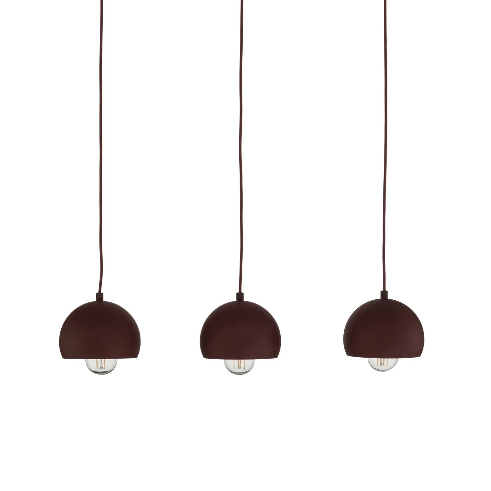 Lámpara colgante Sool, rojo oscuro, longitud 65 cm, 3 luces, metal, E27