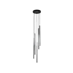 Lámpara colgante Sopel Lux, 5 luces, redonda, negro/plateado, G9