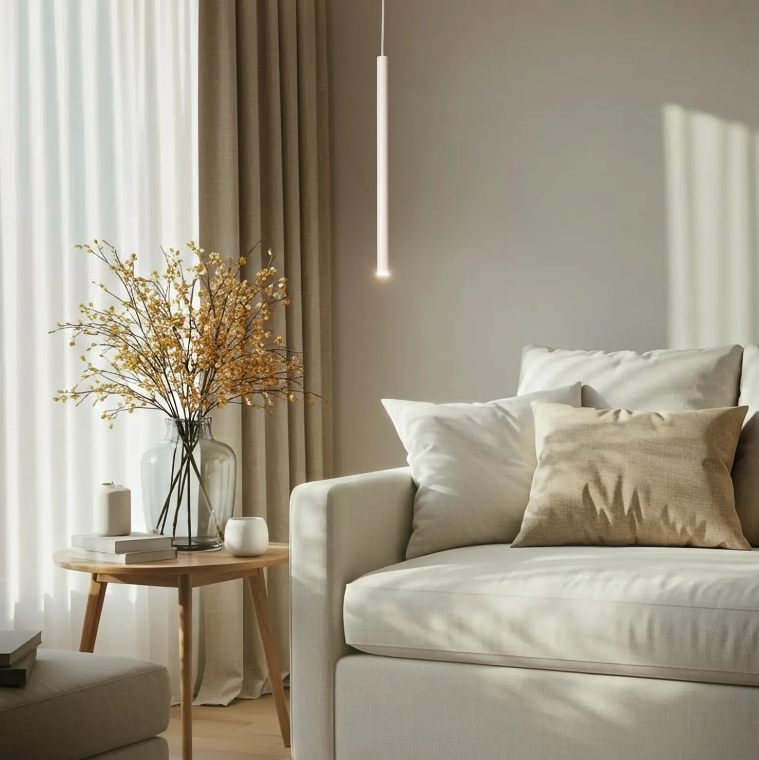 Lámpara colgante Sopel 1, taupe, 1 luz, acero, G9, Ø 5 cm