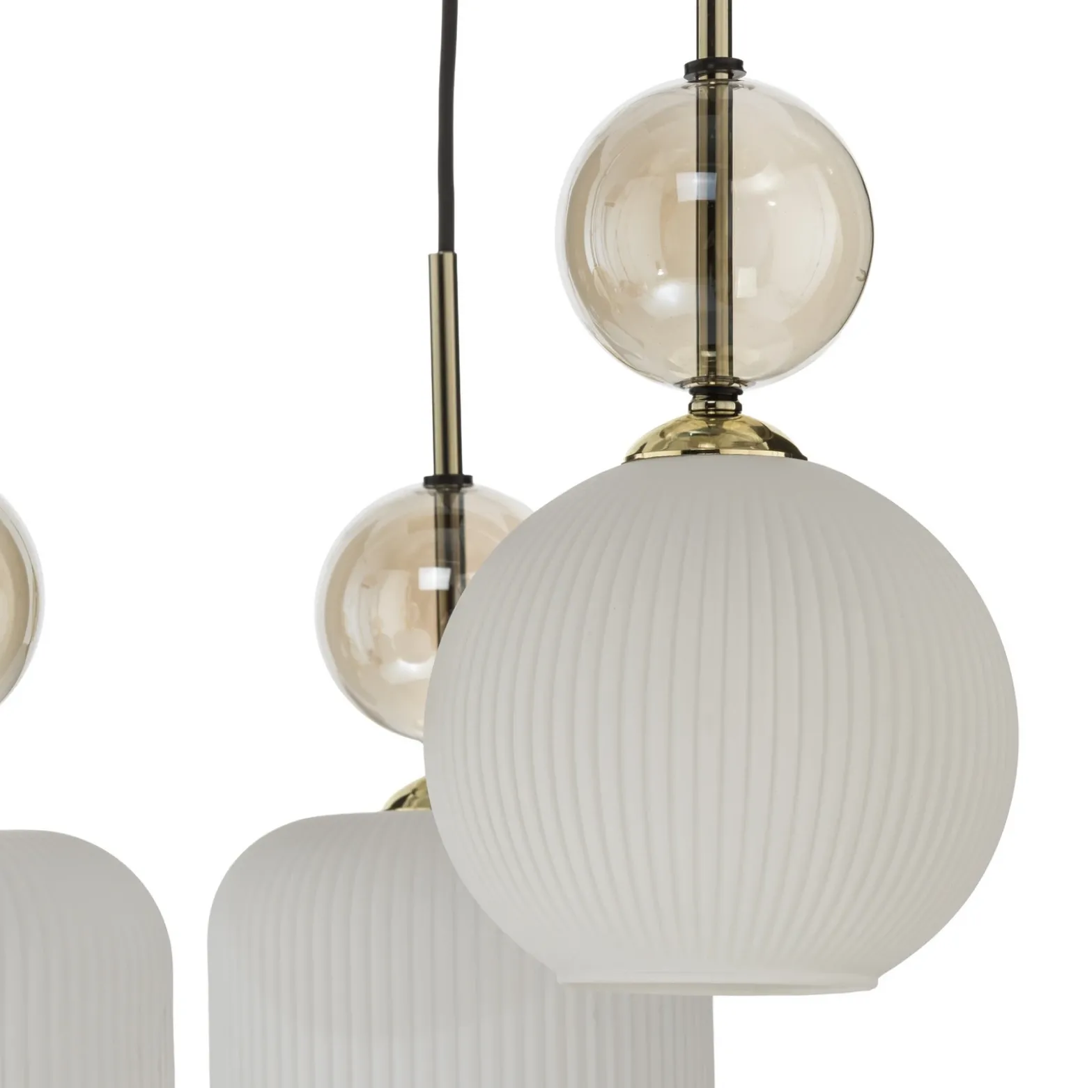 Lámpara colgante Sophia, 6 luces, blanco/coñac, 65 cm de largo, E14