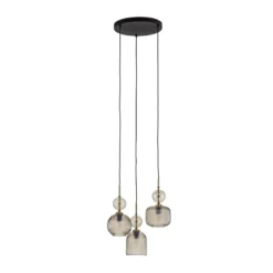 Lámpara colgante Sophia, 3 luces, Ø 41 cm, color coñac/negro, E14