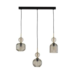 Lámpara colgante Sophia, 3 luces, 65 cm, coñac/negro, E14