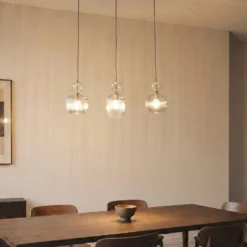 Lámpara colgante Sophia, 3 luces, 65 cm, coñac/negro, E14