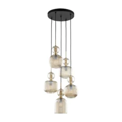 Lámpara colgante Sophia, 5 luces, Ø 37 cm, coñac/negro, E14