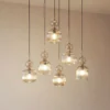 Lámpara colgante Sophia, 6 luces, 65 cm, coñac/negro, E14