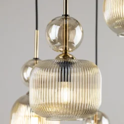 Lámpara colgante Sophia, 6 luces, 65 cm, coñac/negro, E14