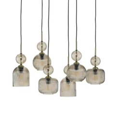 Lámpara colgante Sophia, 6 luces, 65 cm, coñac/negro, E14
