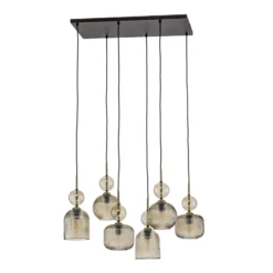 Lámpara colgante Sophia, 6 luces, 65 cm, coñac/negro, E14