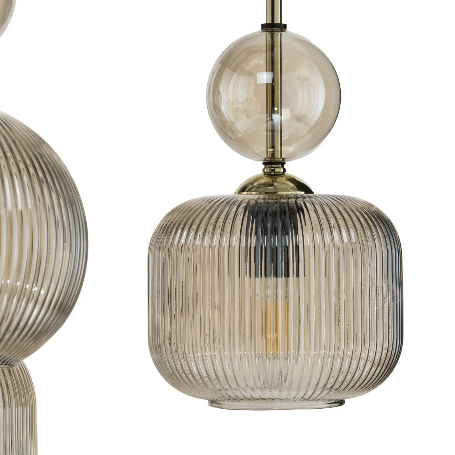 Lámpara colgante Sophia, 6 luces, 65 cm, coñac/negro, E14
