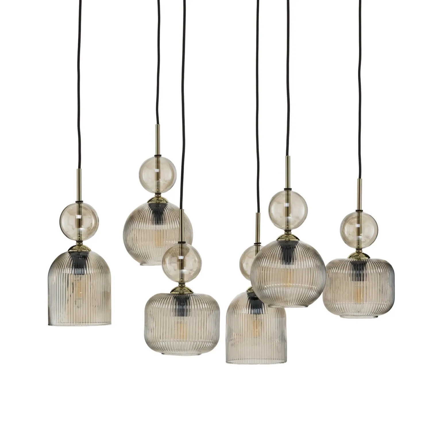 Lámpara colgante Sophia, 6 luces, 65 cm, coñac/negro, E14