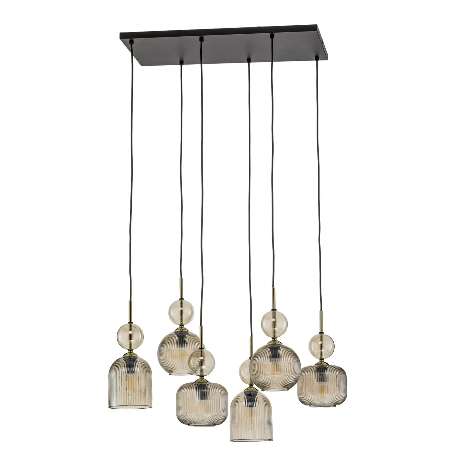 Lámpara colgante Sophia, 6 luces, 65 cm, coñac/negro, E14