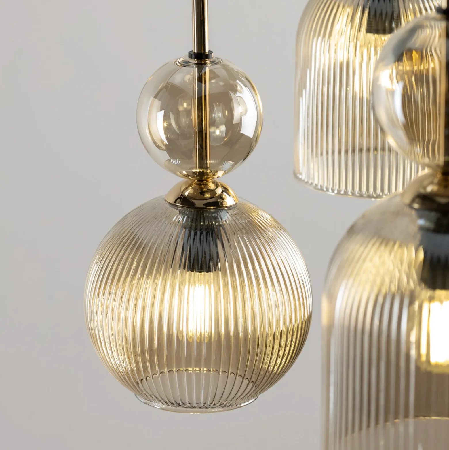 Lámpara colgante Sophia, 6 luces, 65 cm, coñac/negro, E14