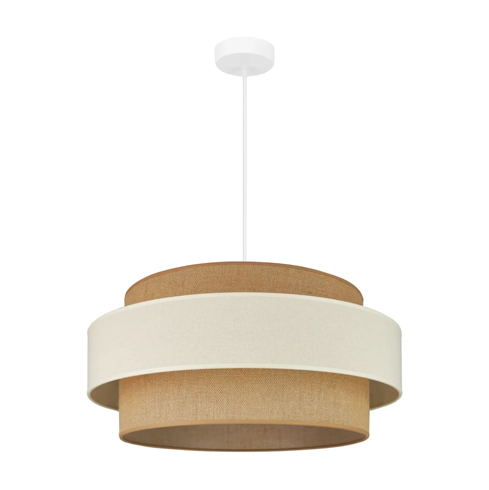 Lámpara colgante Space, beige/crema, 1 luz, tejido, E27