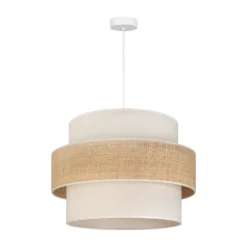 Lámpara colgante Space, color crudo/beige, 1 luz, de tela, E27
