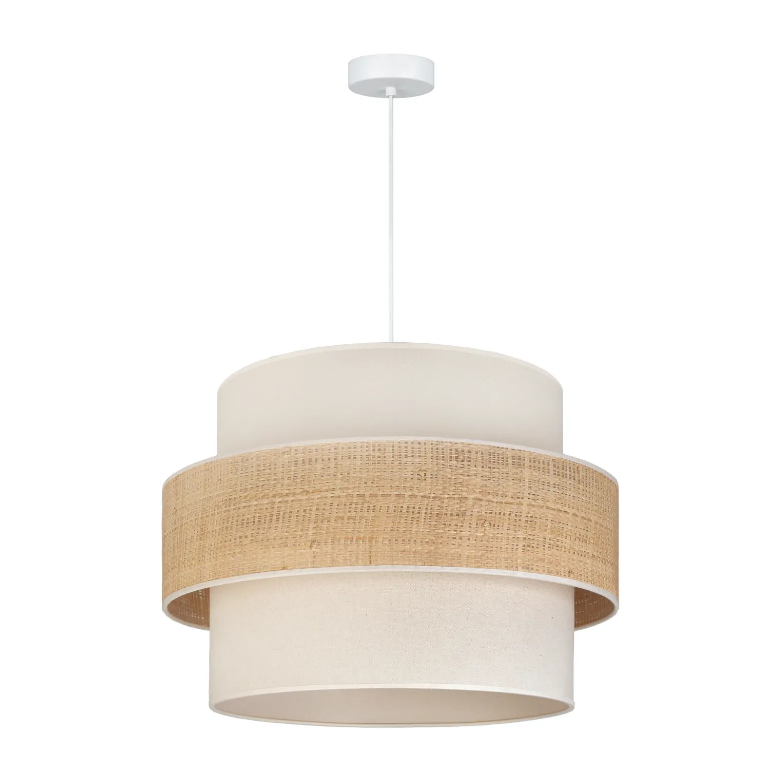 Lámpara colgante Space, color crudo/beige, 1 luz, de tela, E27