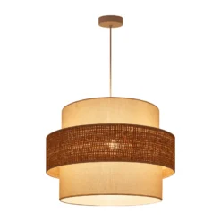 Lámpara colgante Space, color crudo/beige, 1 luz, de tela, E27