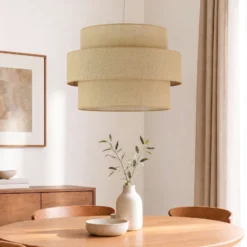 Lámpara colgante Space, yute, 1 luz, tejido, E27