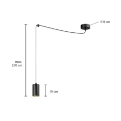 Lámpara colgante Speed, negro, 1 luz