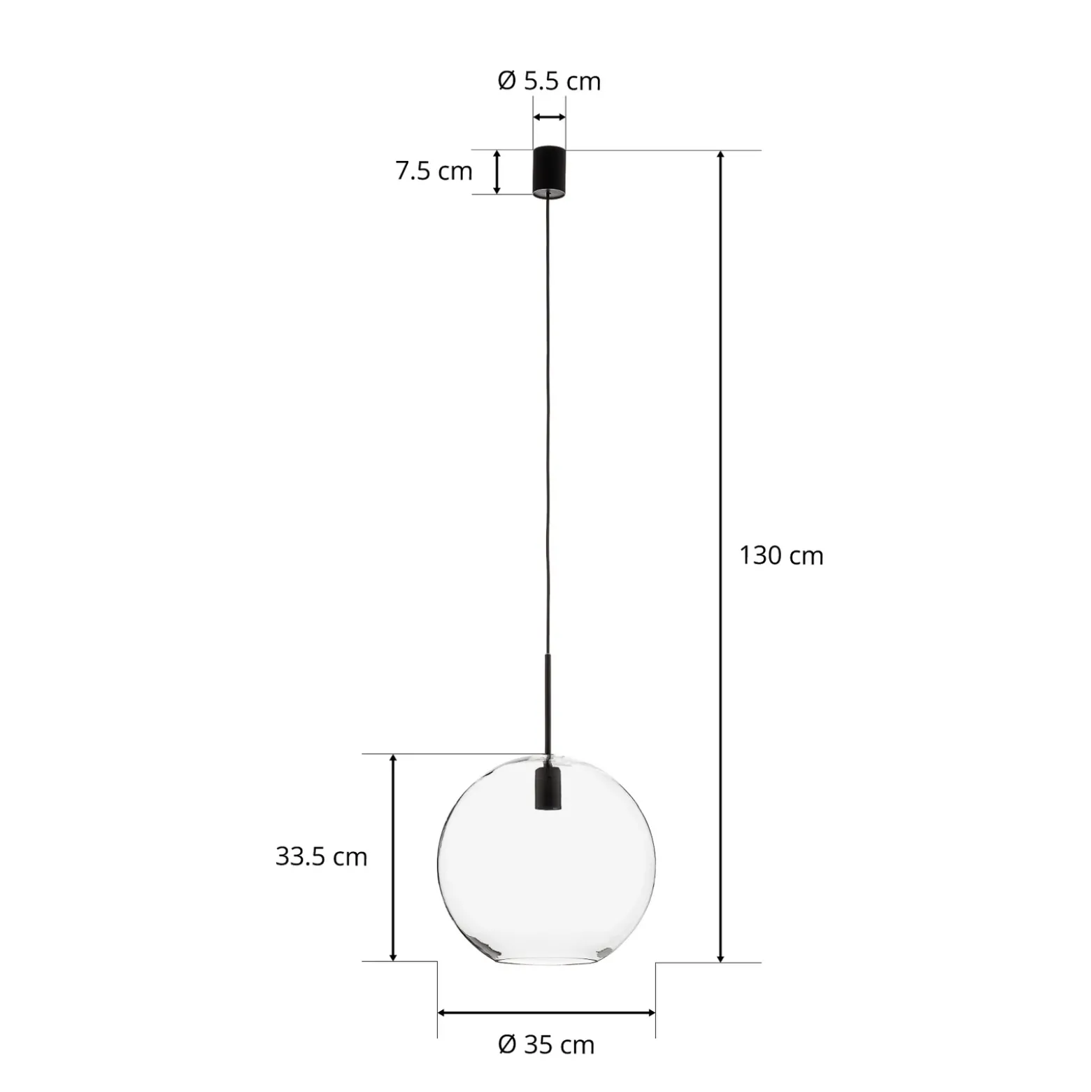 Lámpara colgante Sphere XL con pantalla de cristal