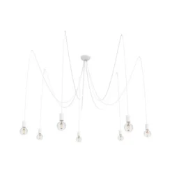 Lámpara colgante Spider en blanco, 7 luces
