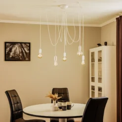 Lámpara colgante Spider en blanco, 5 luces