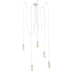 Lámpara colgante Spider en blanco, 5 luces