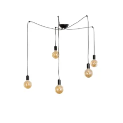 Lámpara colgante Spider en negro, 5 luces