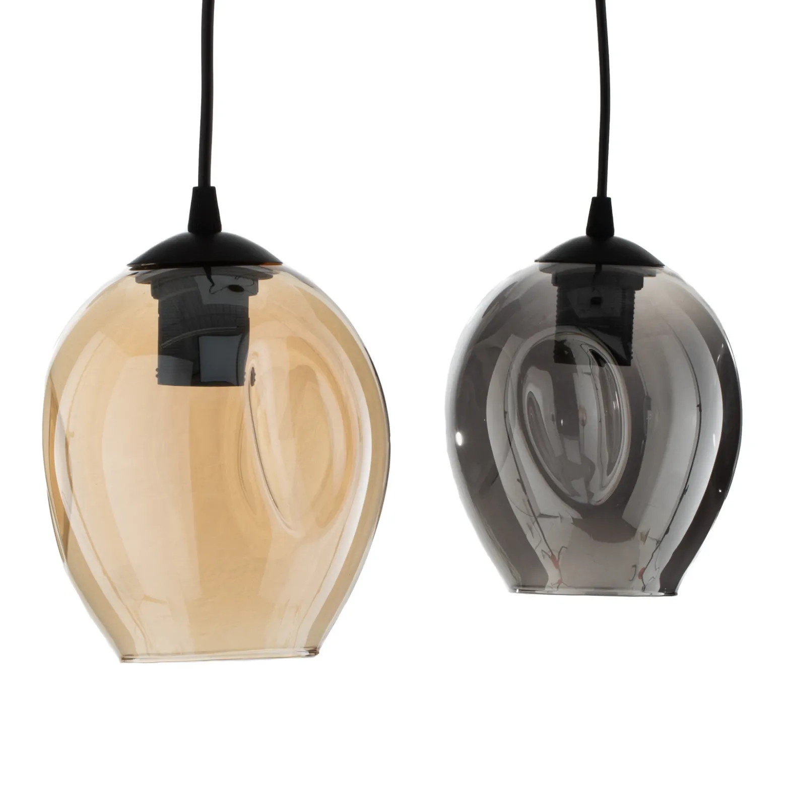 Lámpara colgante Starla, cristal grafito/ámbar/transparente, 3 luces,