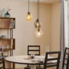 Lámpara colgante Starla, cristal grafito/ámbar/transparente, 3 luces, redonda