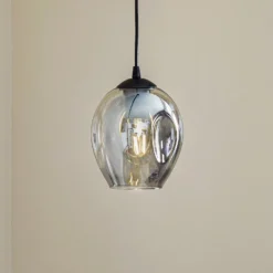 Lámpara colgante Starla, cristal grafito, 1 luz redonda