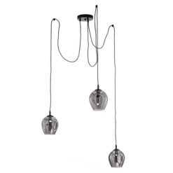 Lámpara colgante Starla, cristal grafito, 3 luces descentradas