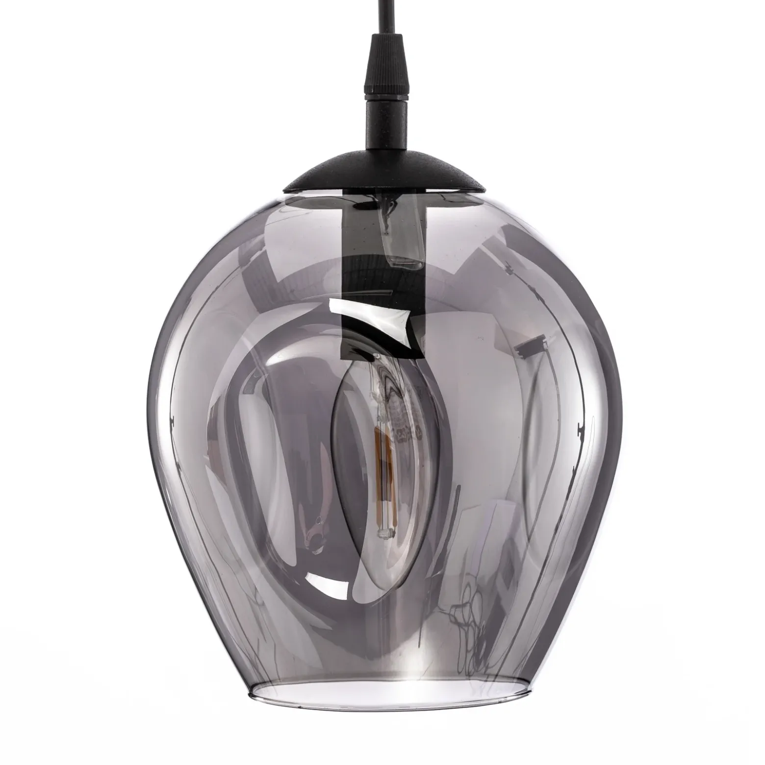 Lámpara colgante Starla, cristal grafito, 3 luces descentradas