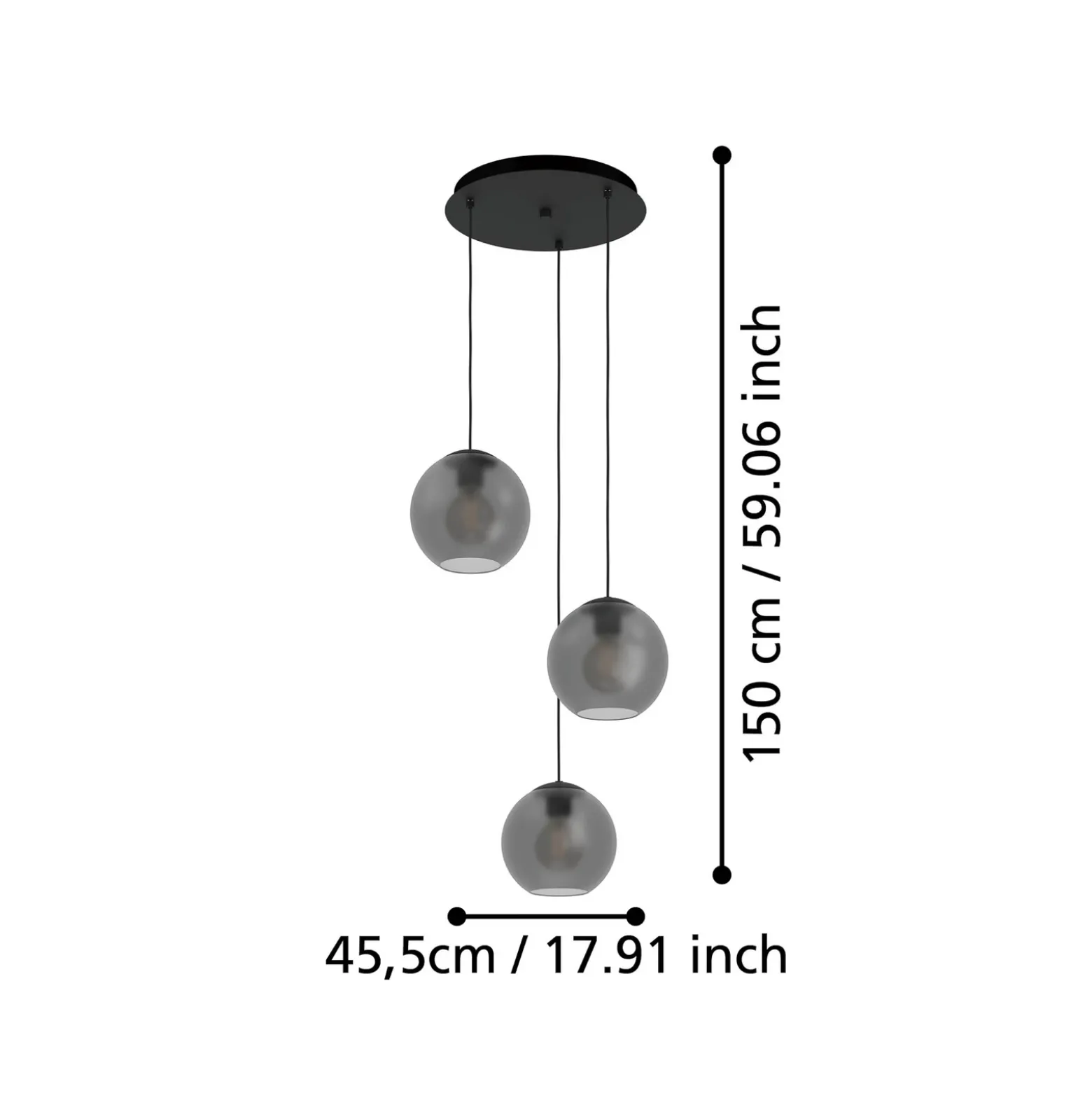 Lámpara colgante Stars of Light Arangona, gris, Ø 46 cm, 3 luces