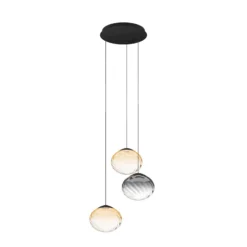 Lámpara colgante Stars of Light Pantoja, negro/ámbar, 52 cm, 3 luces