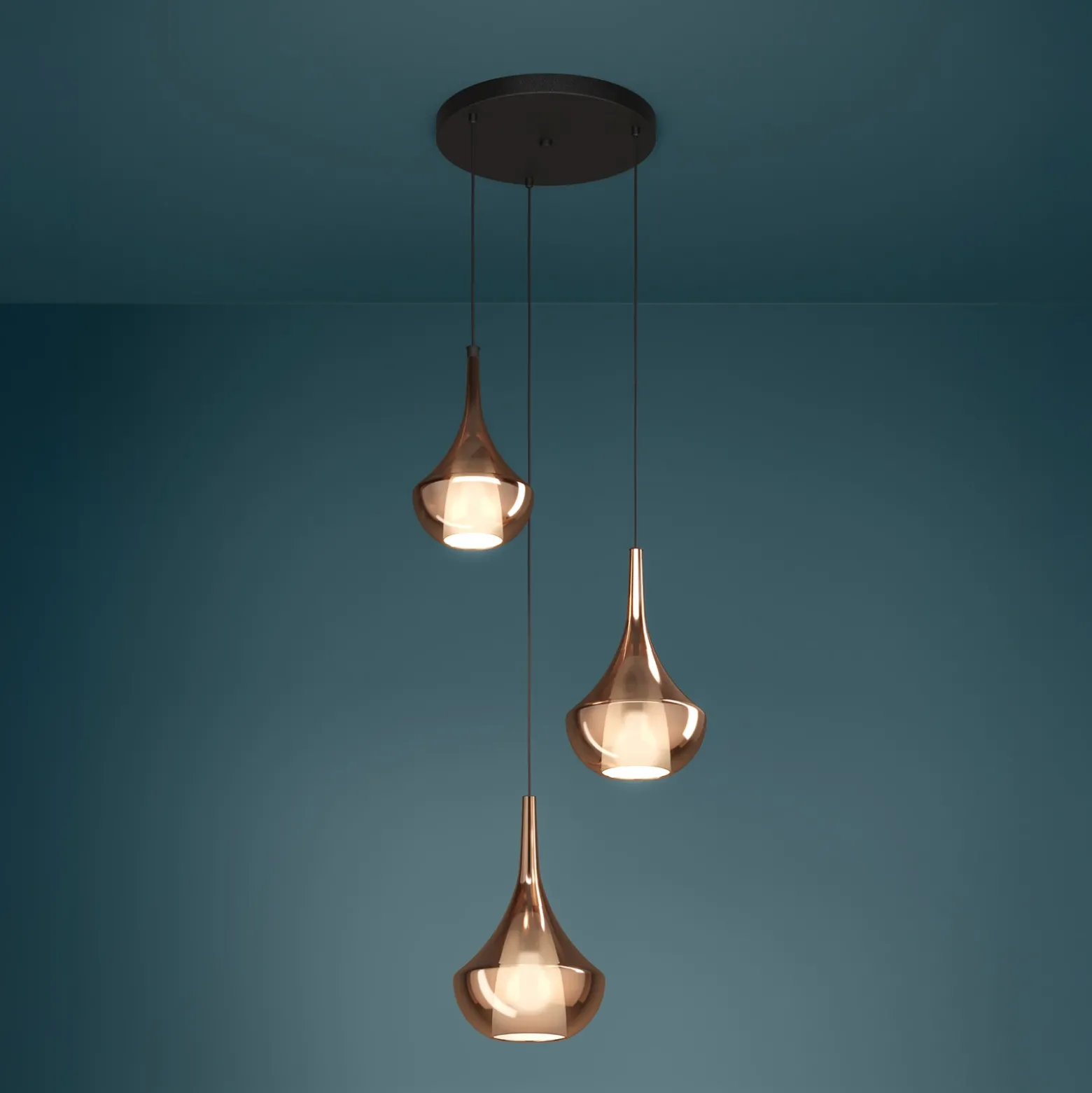 Lámpara colgante Stars of Light Almoster, cobre, Ø 55 cm, 3 luces