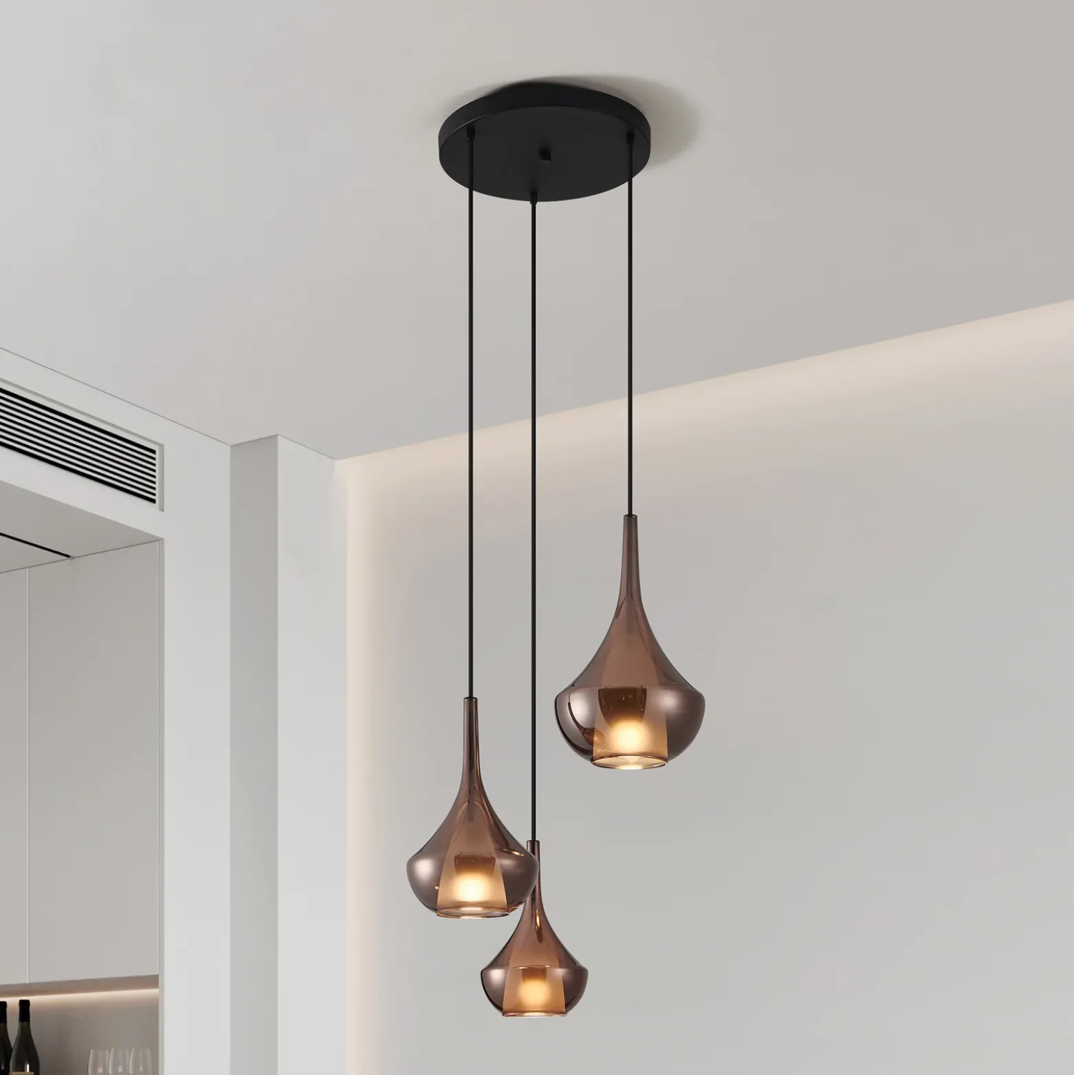 Lámpara colgante Stars of Light Almoster, cobre, Ø 55 cm, 3 luces