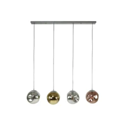 Lámpara colgante Stellar, 4 luces, alargada, plata envejecida, cristal