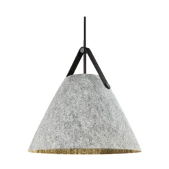Lámpara colgante Strap, gris claro, Ø 36 cm, metal/cuero