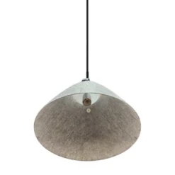 Lámpara colgante Strap, gris claro, Ø 36 cm, metal/cuero