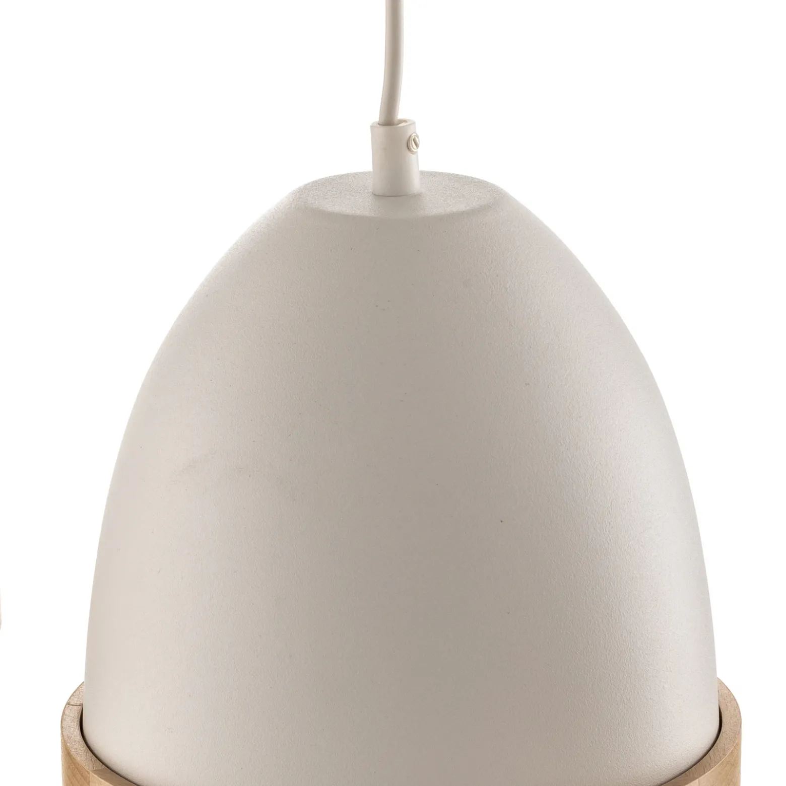Lámpara colgante Studio con decoración de madera, 3 luces, blanca