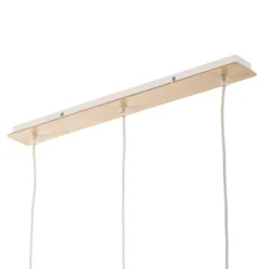 Lámpara colgante Studio con decoración de madera, 3 luces, blanca