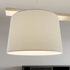 Lámpara colgante Suecia, blanco antiguo/blanco, textil, madera, 2 luces