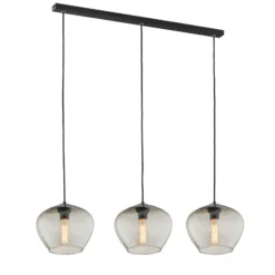 Lámpara colgante Svala Pantallas de cristal redondas 3 luces lineales