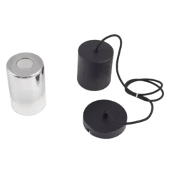 Lámpara colgante Svante de Lindby, 1 luz, negra, cristal, Ø 10 cm