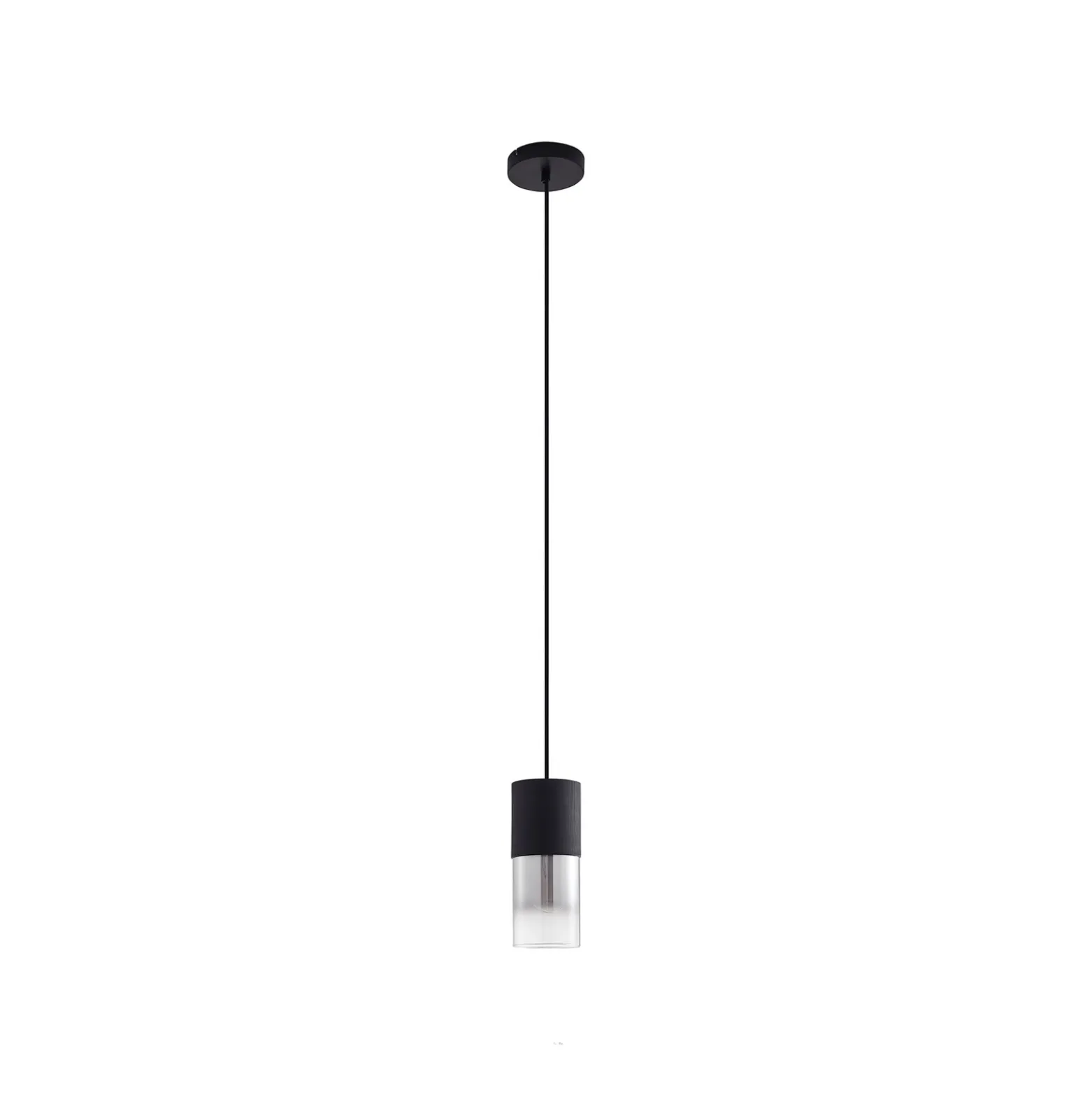 Lámpara colgante Svante de Lindby, 1 luz, negra, cristal, Ø 10 cm