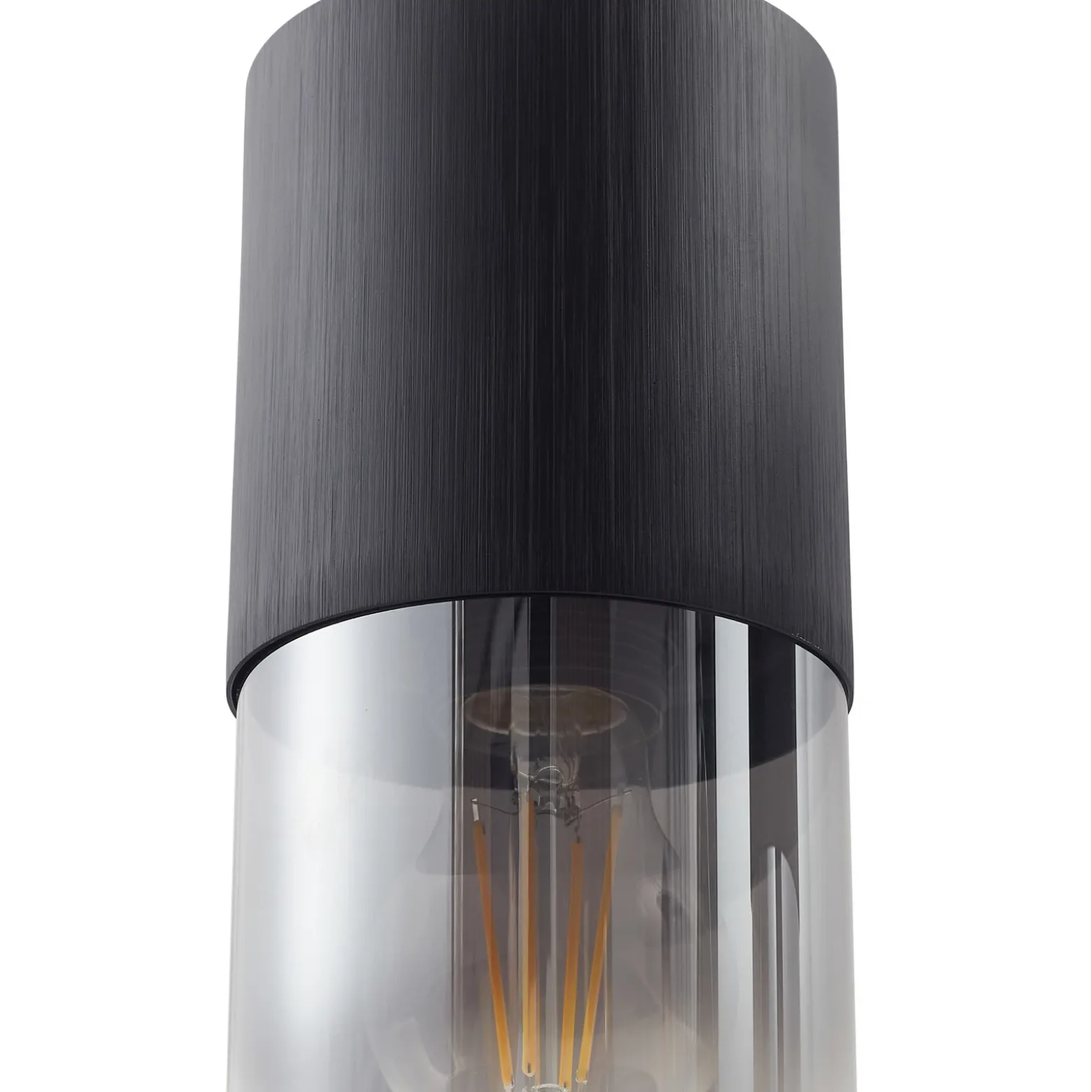 Lámpara colgante Svante de Lindby, 1 luz, negra, cristal, Ø 10 cm