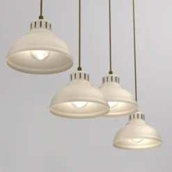 Lámpara colgante Sven, 4 luces, beige, acero